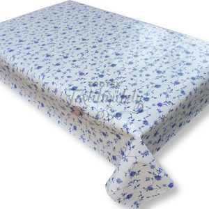 Viaszos vászon terítő méterben Vastag, Kék virágmintás