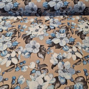 Kék virág mintás letörölhető textil terítő