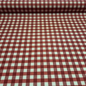 Piros-fehér kockás (1x1cm) letörölhető textil terítő