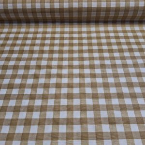 Bézs-fehér kockás (1x1cm) letörölhető textil terítő