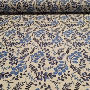 Kék levél mintás letörölhető textil terítő