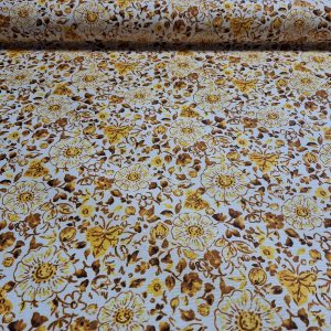 Sárga virág mintás letörölhető textil terítő