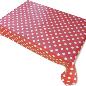 Viaszos vászon terítő méterben Vastag, Piros, fehér pöttyös