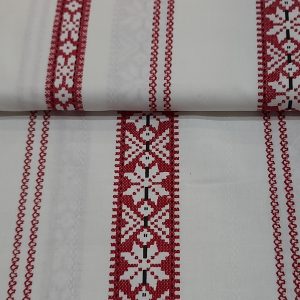 Kékfestős - piros népimintás pamutvászon