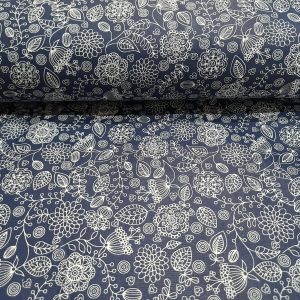 Kékfestős - kék virágmintás pamutvászon