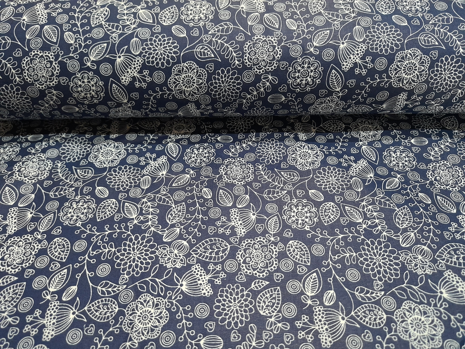 Kékfestős - kék virágmintás pamutvászon