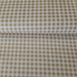 Beige-fehér kockás pamutvászon