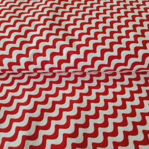 Piros-fehér hullámos pamutvászon
