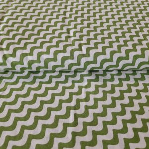 Zöld fehér hullámos pamutvászon