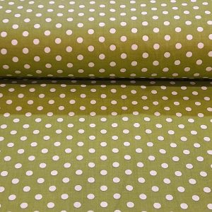 Zöld alapon fehér pöttyös pamutvászon