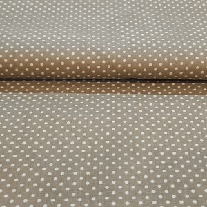 Bézs alapon pöttyös pamutvászon