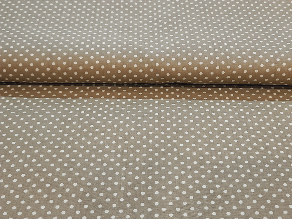 Bézs alapon pöttyös pamutvászon
