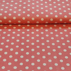 Piros alapon fehér pöttyös pamutvászon