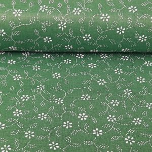 Zöld virágmintás pamutvászon