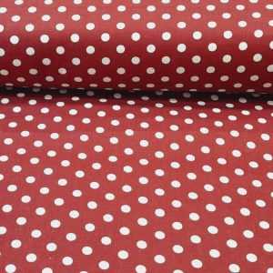 Piros alapon pöttyös pamutvászon