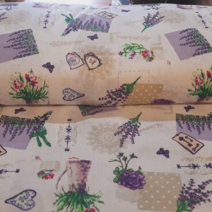 Levendula-virág mintás pamutvászon