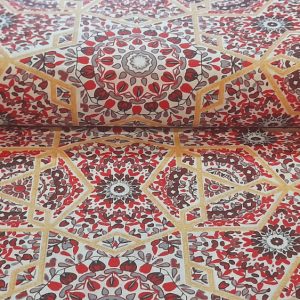 Piros mintás pamutvászon