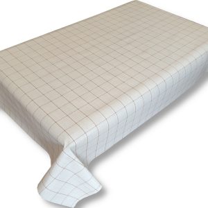 Viaszos vászon terítő méterben Vastag, Bézs barna kockás