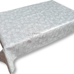 Viaszos vászon terítő méterben Vastag, Szürke virágmintás