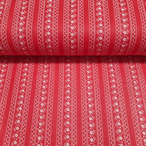 Kékfestős - piros csíkos pamutvászon