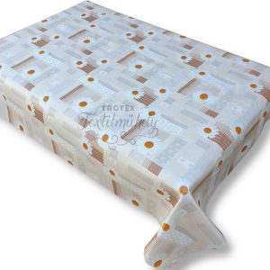 Viaszos vászon terítő méterben Vastag, Bézs, barna margaréta virágos