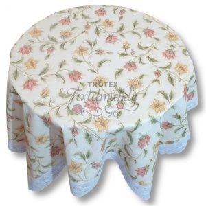 Tulipán mintás csipkés szélű terítő Ovális - 152×228 cm