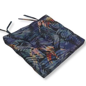 Kék levélmintás megkötős ülőpárna Loneta Lakástextil huzattal