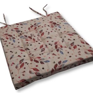 Bézs, barna levélmintás megkötős ülőpárna Loneta Lakástextil huzattal