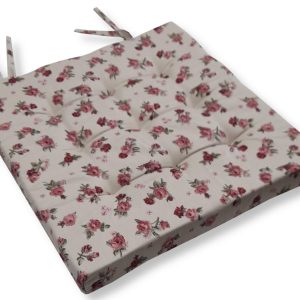 Bézs rózsás megkötős ülőpárna Loneta Lakástextil huzattal