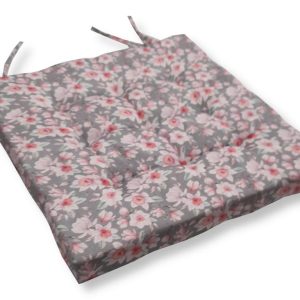 Szürke virágos megkötős ülőpárna Loneta lakástextil huzattal