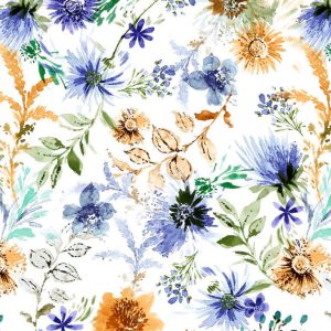 Kék virágos lakástextil Loneta - 280cm széles