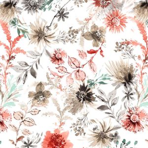 Piros virágos lakástextil Loneta - 280cm széles