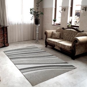 Hullám mintás szürke-fekete szőnyeg