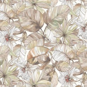 Mintás Rioma Barna leveles UV álló - vízlepergető -140 cm