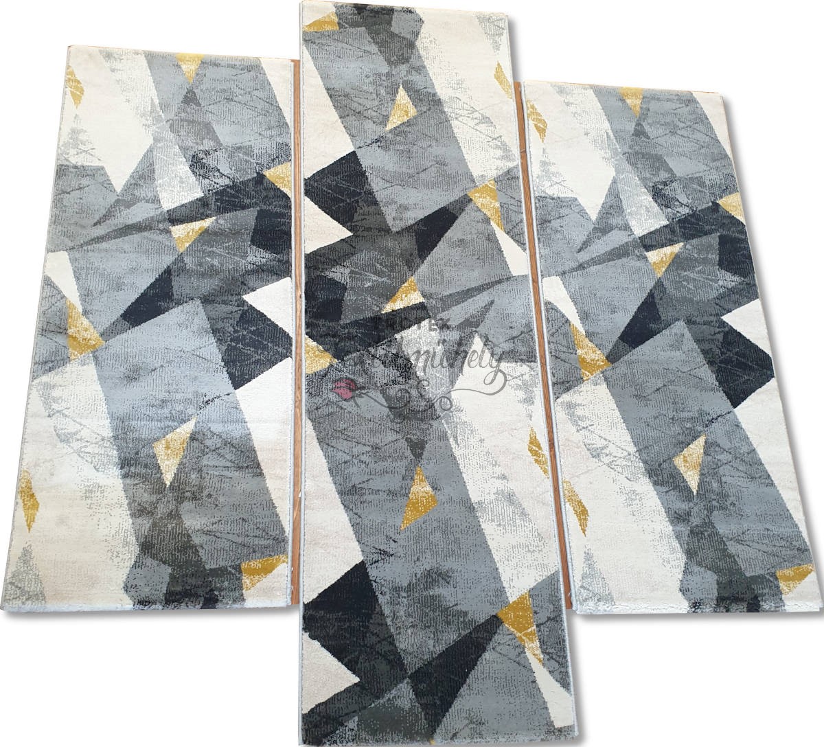 Szürke mintás 3 részes szőnyeg szett