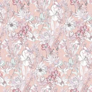 Mintás Rioma Rózsaszín virágmintás UV álló - vízlepergető -140 cm