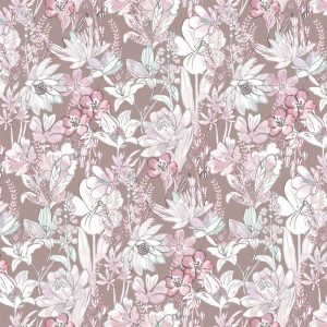 Mintás Rioma Barna virágmintás UV álló - vízlepergető -140 cm