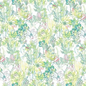 Mintás Rioma Zöld virágmintás UV álló - vízlepergető -140 cm