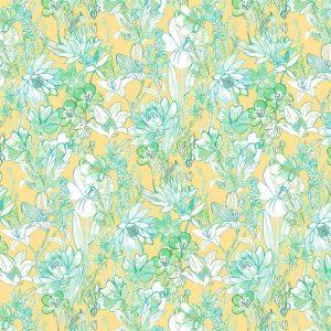 Mintás Rioma Sárga virágmintás UV álló - vízlepergető -140 cm