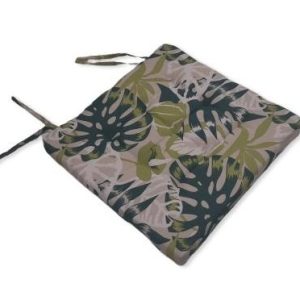 Zöld levélmintás megkötős ülőpárna Loneta Lakástextil huzattal