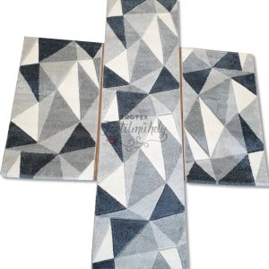 Szürke háromszög mintás 3 részes szőnyeg szett