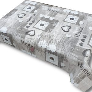 Viaszos vászon terítő méterben Vastag, Szürke, szivecske mintás