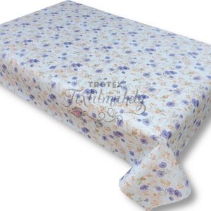 Tekercses  Viaszos vászon - fehér, kék virágos 01363.02